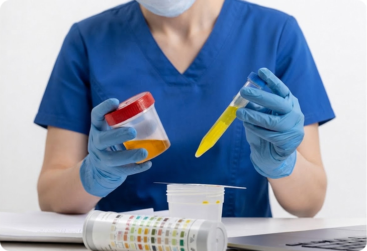 Doctor consulting with a patient about urinary symptoms
